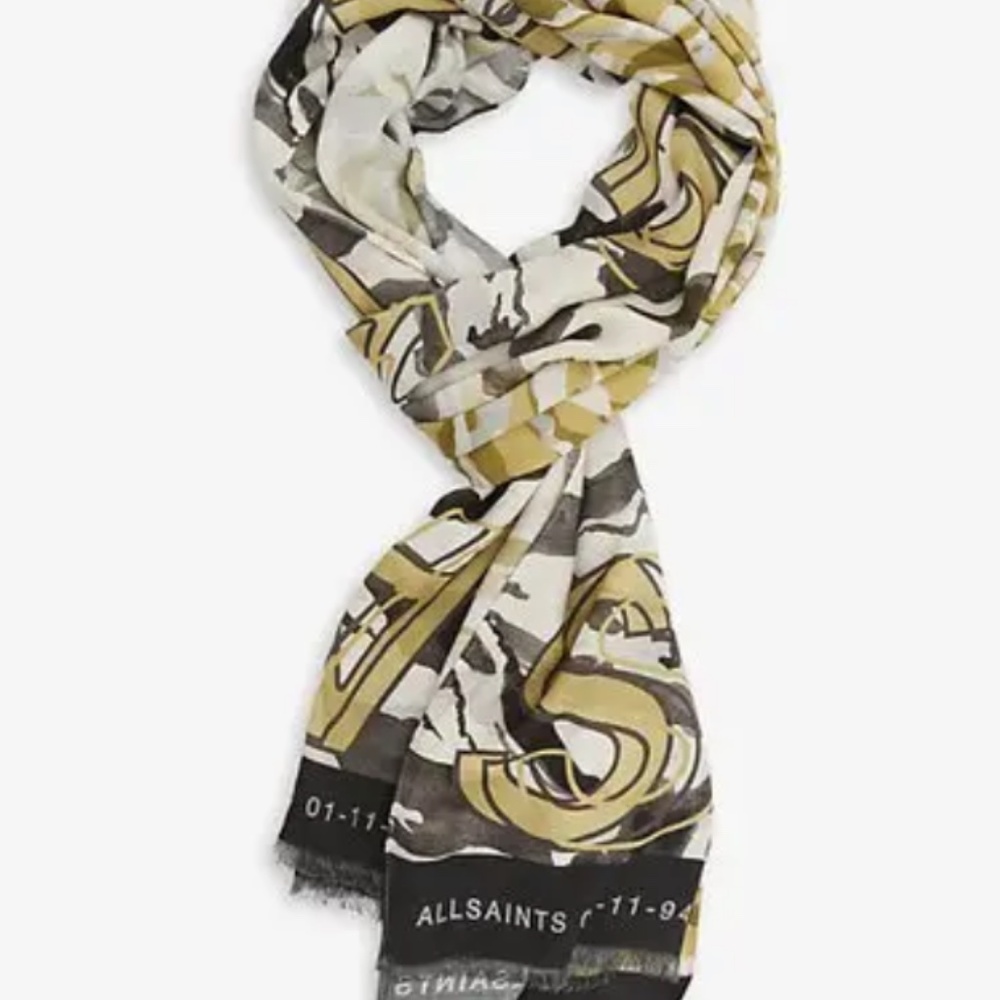 AllSaints Oniyuri Oblong Scarf – Yellow Cotton